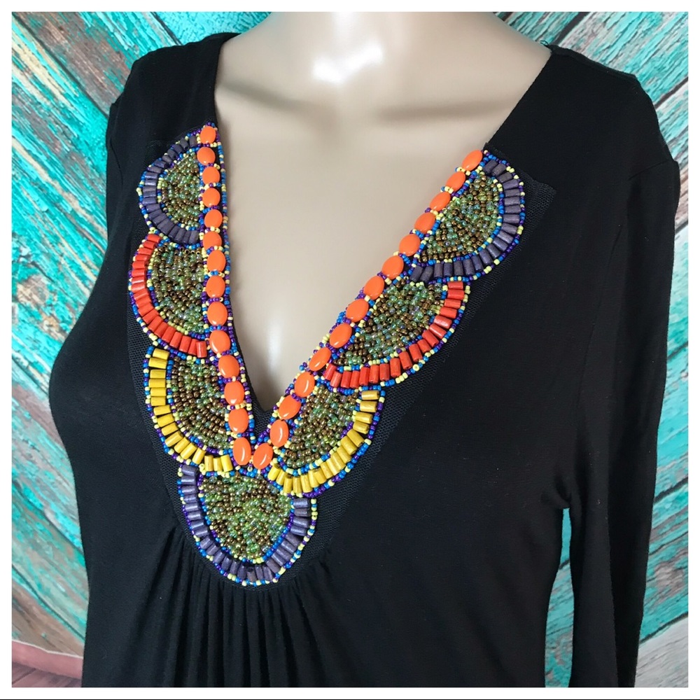 Romeo & Juliet Couture Black Beaded Maxi Dress - Picture 3 of 5